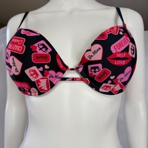 Juicy Couture 36C Valentine Hearts Push Up Sexy Bra Y2K Love Romantic Lingerie